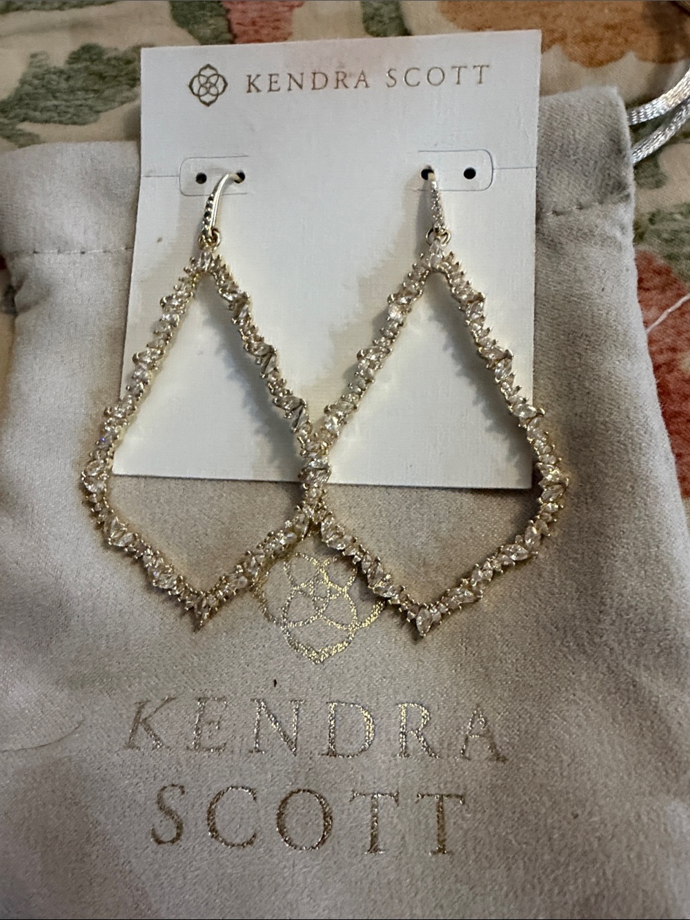 Kendra Scott Gold Crystal Open Teardrop Earrings
